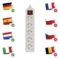 Steckdosenleiste ohne Kabel, 5 Steckdosen, Schalter SCHUKO