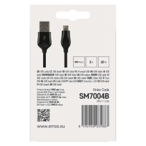 Kabel USB 2.0, wtyk A - micro B, ładowanie Quick Charge, transmisja danych, 1 m, czarny