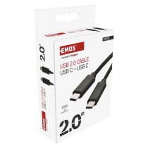 Kabel USB 2.0, wtyk C - C, szybkie ładowanie, transmisja danych, 2 m, czarny