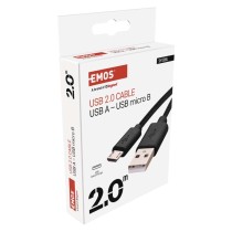 Kabel USB 2.0, wtyk A - micro B, ładowanie, transmisja danych, 2 m, czarny