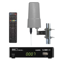 Zestaw dekoder DVB T2 + antena zewnętrzna EM-VO6