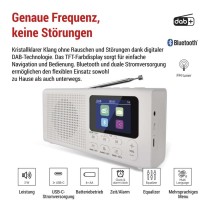 Tragbares Radio mit Bluetooth, DAB / DAB+ / FM, weiß