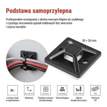 Samoprzylepna podstawka 30×30, czarna, 25 szt