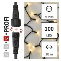 Profi LED spojovacia reťaz čierna, 10 m, vonkajšia aj vnútorná, teplá biela, časovač