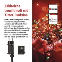 LED Weihnachtliche Lichterkette, 24 m, Außen/Innen, Multicolor, Programme,  Timer