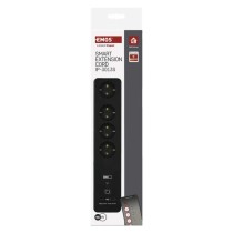 „GoSmart“ ilgintuvas 2 m / 4 lizdai / su jungikliu / USB / balta-juoda / PVC / 1,5 mm2