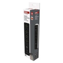 „GoSmart“ ilgintuvas 2 m / 4 lizdai / su jungikliu / USB / balta-juoda / PVC / 1,5 mm2