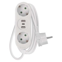 Steckdosenleiste – 2 Steckdosen+2×USB A+1×USB C, 1,5m, 1,5mm2, weiss