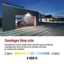 LED-es reflektor TAMBO mozgásérzékelővel, 30 W, 3000 lm, fekete