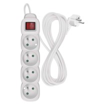 Przedłużacz 5 m / 4 gniazda / z wyłącznikiem / biały / PVC / 1 mm2
