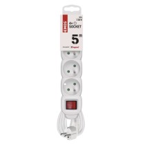 Przedłużacz 5 m / 4 gniazda / z wyłącznikiem / biały / PVC / 1 mm2