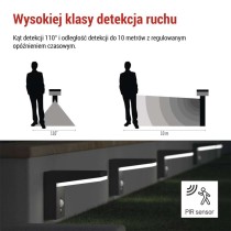 Lampa LED naścienna Garden VEREA solarna, ciepła biel, max 460 lm, IP44, PIR