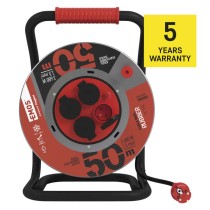 Vonkajší predlžovací kábel na bubne 50 m / 4 zásuvky / čierny / guma / 230 V / 1,5 mm2