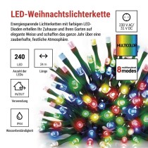 LED Weihnachtliche Lichterkette, 24 m, Außen/Innen, Multicolor, Programme,  Timer