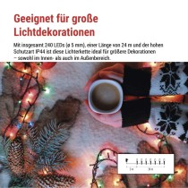 LED Weihnachtliche Lichterkette, 24 m, Außen/Innen, Multicolor, Programme,  Timer
