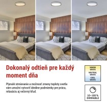 LED nástenné svietidlo ILVI, kruhové, 45 W, stmievateľné so zmenou CCT, biela + drevo