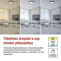 ILVI LED-es felületre szerelhető lámpa, kör alakú, 45 W, fényerő-szabályozás + CCT, feket