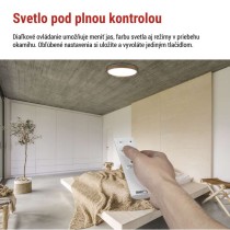 LED nástenné svietidlo ILVI, kruhové 45 W, stmievanie + CCT, drevo
