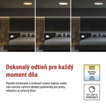 LED nástenné svietidlo ILVI, kruhové 45 W, stmievanie + CCT, drevo
