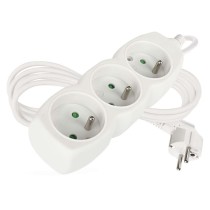 Przedłużacz 2 m / 3 gniazda / biały / PVC / 1 mm2