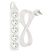 Przedłużacz 5 m / 5 gniazd / biały / PVC / 1 mm2