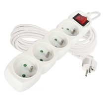 Przedłużacz 7 m / 4 gniazda / z wyłącznikiem / biały / PVC / 1,5 mm2