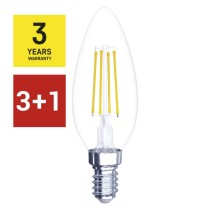 3 + 1 gratis – Żarówka LED Filament świeczka / E14 / 6 W (60 W) / 810 lm / neutralna biel