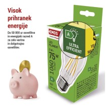 LED žarnica Filament A60 A CLASS/ E27 / 5 W (75 W) / 1 060 lm / toplo bela