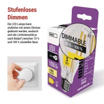 LED Lampe Filament A60 / E27 / 7,5 W (75 W) / 1 055 lm / Warmweiß / dimmbar
