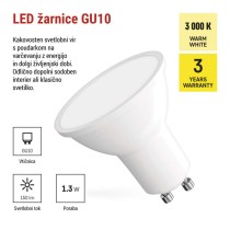 LED žarnica Classic MR16 bela/ GU10 / 1,3 W (16 W) / 150 lm / Toplo bel