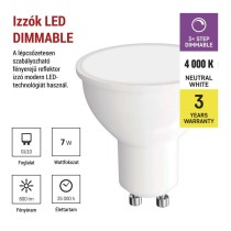 LED dimmelhető izzó Classic MR16 / GU10 / 7 W (60 W) / 800 lm / természetes fehér