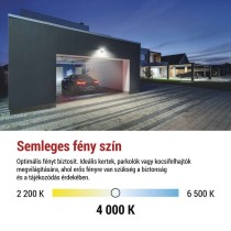 LED-es reflektor TAMBO mozgásérzékelővel, 10 W, 1000 lm, fekete