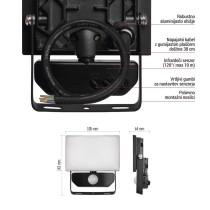 LED reflektor TAMBO s senzorjem gibanja, 10 W, 1000 lm, črn