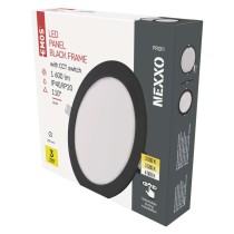 LED panel NEXXO, vgradni, okrogli, črn, 18W, nastavljiva CCT