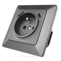Gniazdo FRENCH z USB-A+USB-C, 3A max. IP20, antracyt