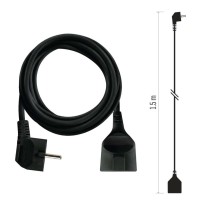 Ilgintuvas 1,5 m / 1 lizdas / juodas / PVC / 1,5 mm2 
