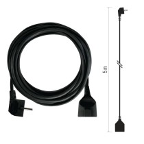 Ilgintuvas 5 m / 1 lizdas / juodas / PVC / 1,5 mm2 