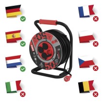 Lauko Ilginamojo kabelio ritė 50 m / 4 lizdai / juoda / guma-neoprenas / 1,5 mm2 