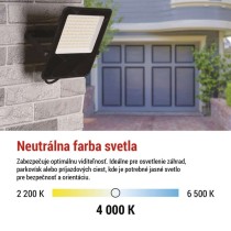 LED reflektor VISIO čierny, 100 W neutrálna biela