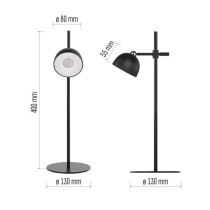LED stolná lampa SOPHIE, dobíjacia, čierna