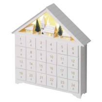 LED Adventskalender aus Holz, 35x33 cm, 2x AA, Innen, warmweiss, Timer