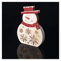 LED Weihnachts-Schneemann Holz, 30 cm, 2x AAA, Innen, warmweiss, Timer