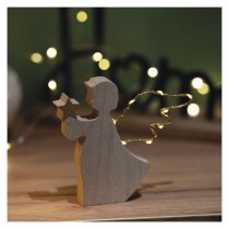 LED dekorácia drevená – anjel, 13 cm, 2x AAA, vnútorný, teplá biela, časovač
