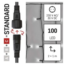 Standard LED spojov. vianočná reťaz – záclona, 1x2 m, vonkajšia, studená biela