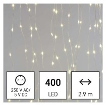 LED vianočná drop reťaz – záclona, 2,9x2 m, vonkajšia aj vnútorná, teplá biela, programy