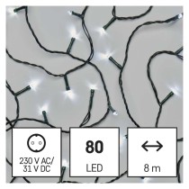 LED vianočná reťaz, 8 m, vonkajšia aj vnútorná, studená biela, programy, časovač