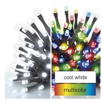 LED jõuluvalguskett 2-in-1, 10 m, õue/tuppa, soe/külm valge/mitmevärvil., 8 režiimi