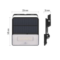 Solární LED reflektor SOLO s pohybovým čidlem, černý, neutrální bílá