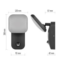 LED aiavalgusti, PIR NIKA, 12 × 12 × 20 cm, 12,8 W, Soe valge