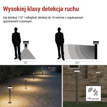 Lampa LED Garden TERION solarna 80 cm, ciepła biel, max 200 lm, IP44, PIR